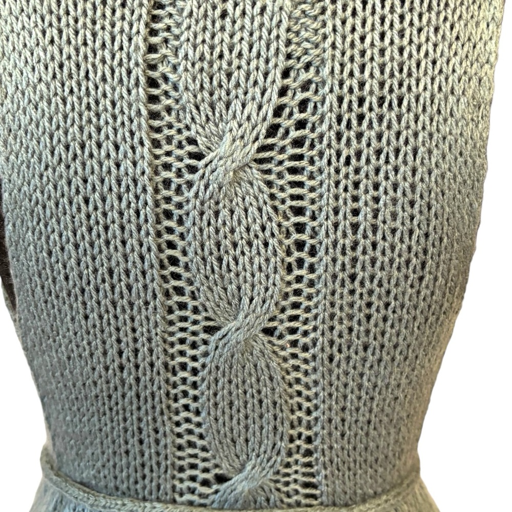 Gem Fox Grey Green Hand Knit Sweater Vest XS - Picture 6 of 9